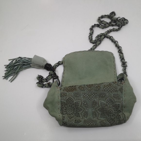 Henry Beguelin micro purse. Made in Italy.  Sage Green 4.5 "x 6.5" tall 3.5depth - Picture 3 of 10